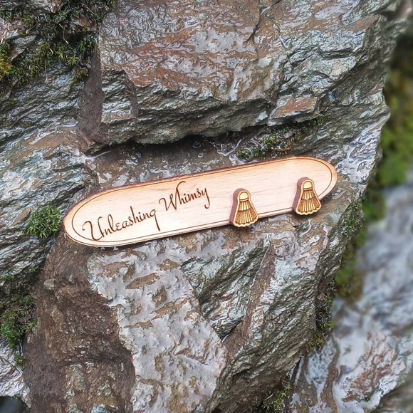 Wooden Badminton Earrings ~ Wooden Birdie Earrings - Picture 2 of 3